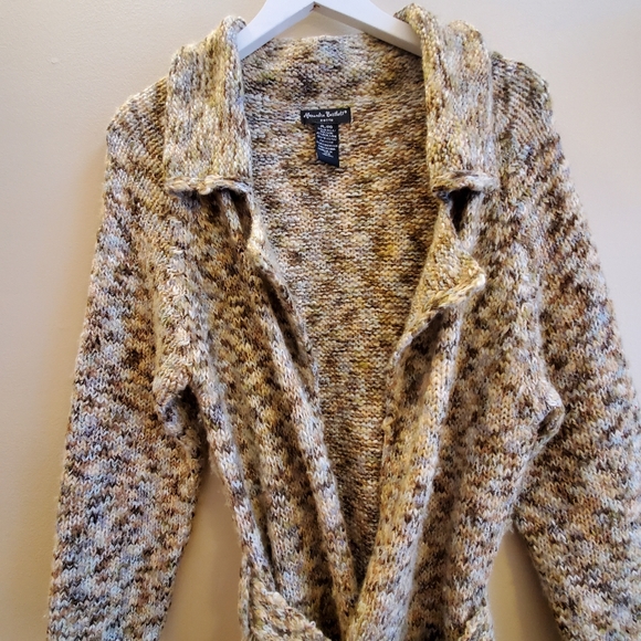 Alexandra Bartlett petit large cardigan sweater with self belt with collar - Picture 3 of 15